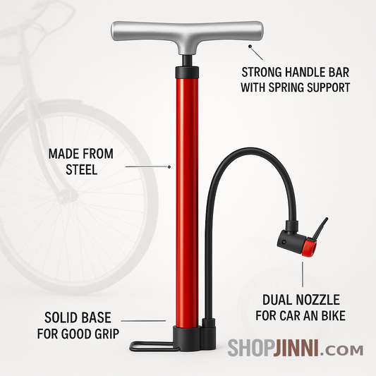 Manual Multipurpose Air Pump – Dual Nozzle | For Cycles, Bikes, Balls & More