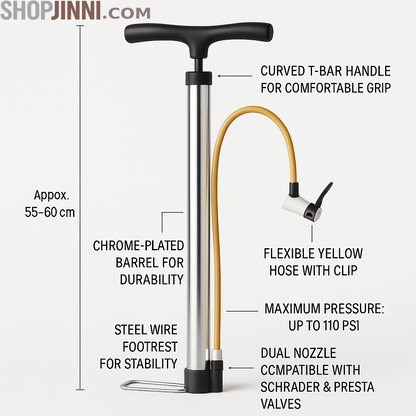 Manual Multipurpose Air Pump – Dual Nozzle | For Cycles, Bikes, Balls & More